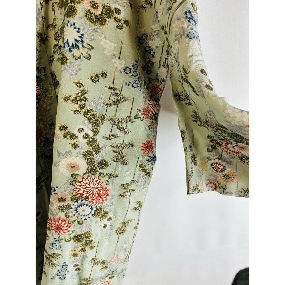 Vintage Handmade Rainbow Oriental Floral Kimono Robe Cottagecore Boho - Picture 7 of 7